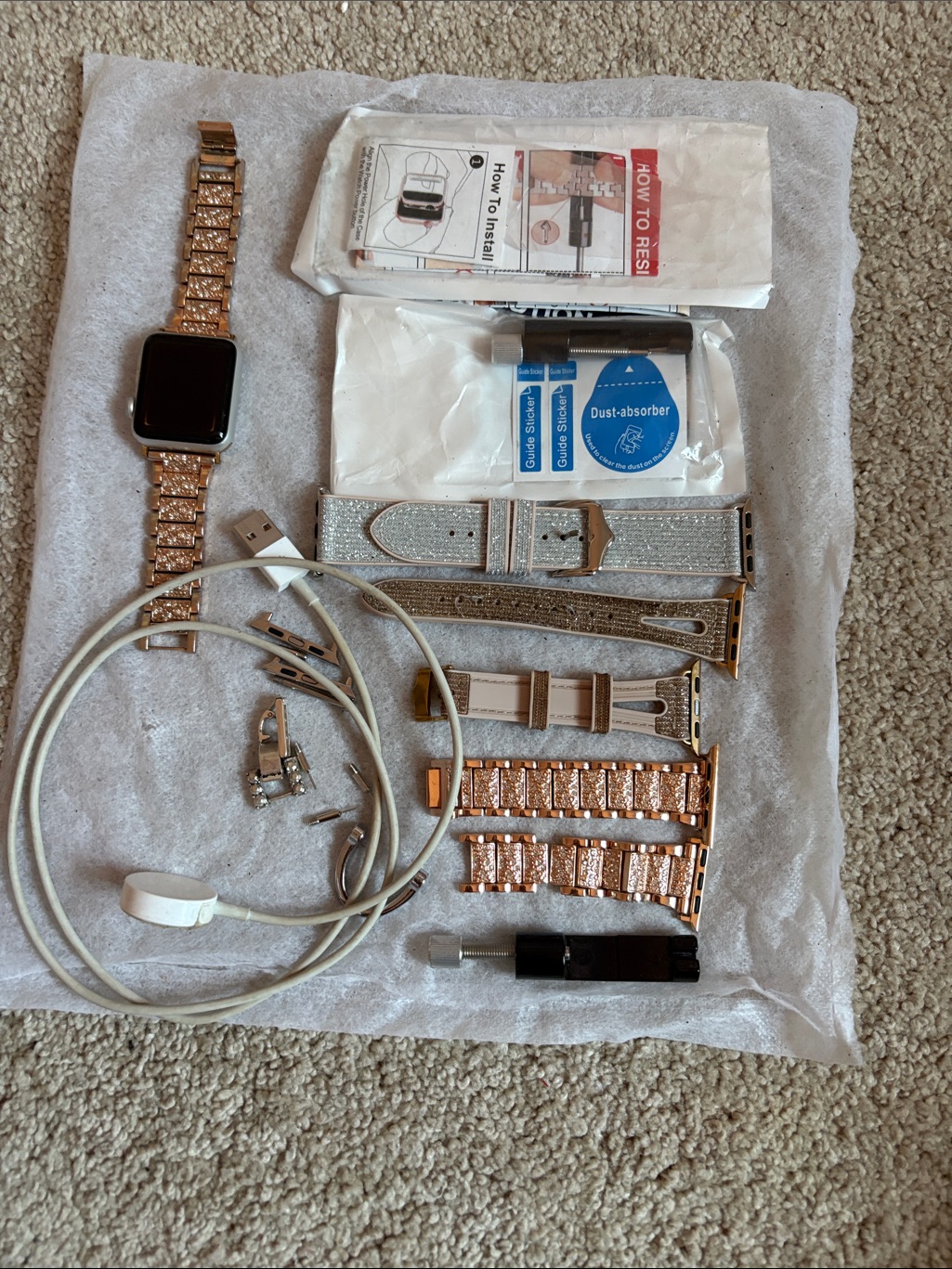 Rose Gold Apple Watch With Multiple Rose Gold Bands Watch Does Not Work